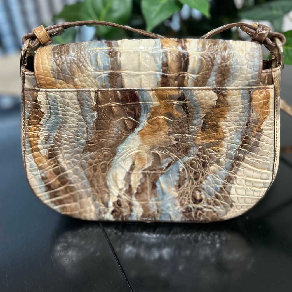 Brahmin Nadine Caribou Melbourne Croc embossed Shoulder/Crossbody Leather Bag - Picture 2 of 13